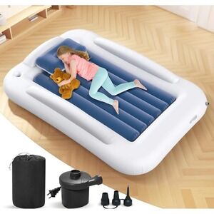 Deeteck 60" Toddler Travel Bed Inflatable Air Mattress w/ Pump‎ - Blue (No Case)